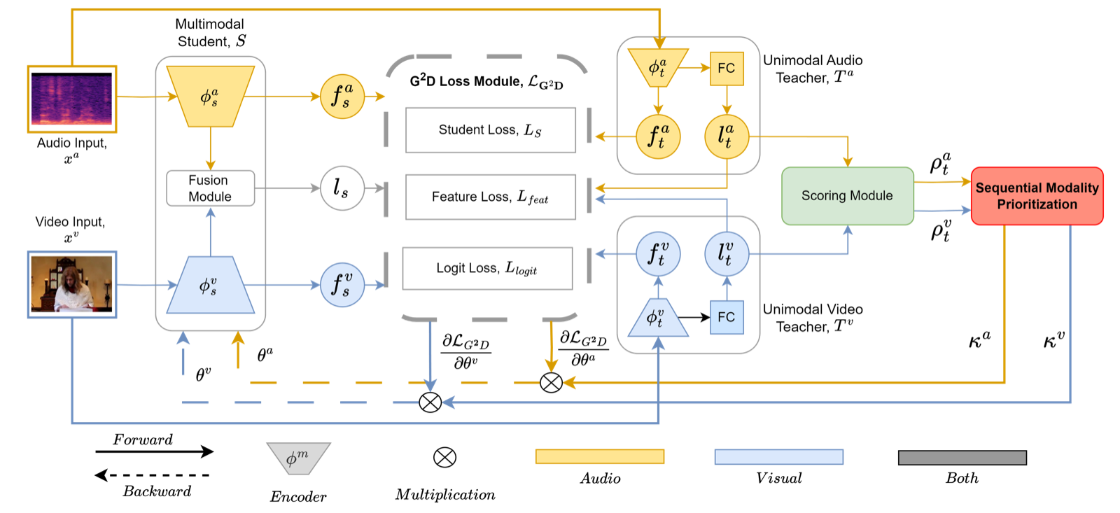 G squared D gradient-guided distillation architecture for multimodal learning